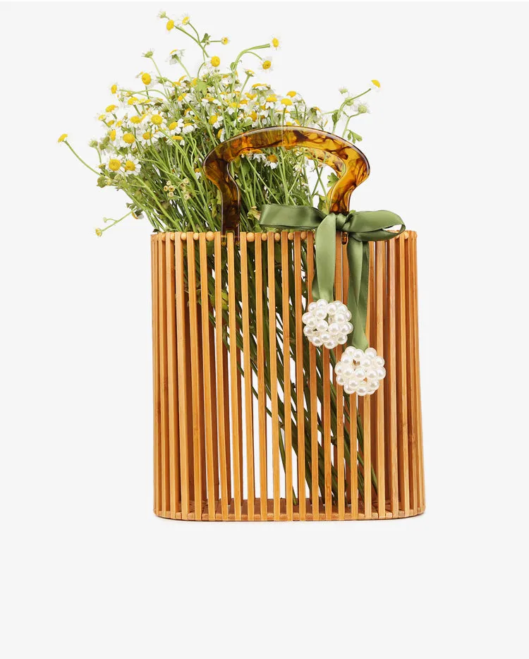 Vintage Woven Bamboo Handbag