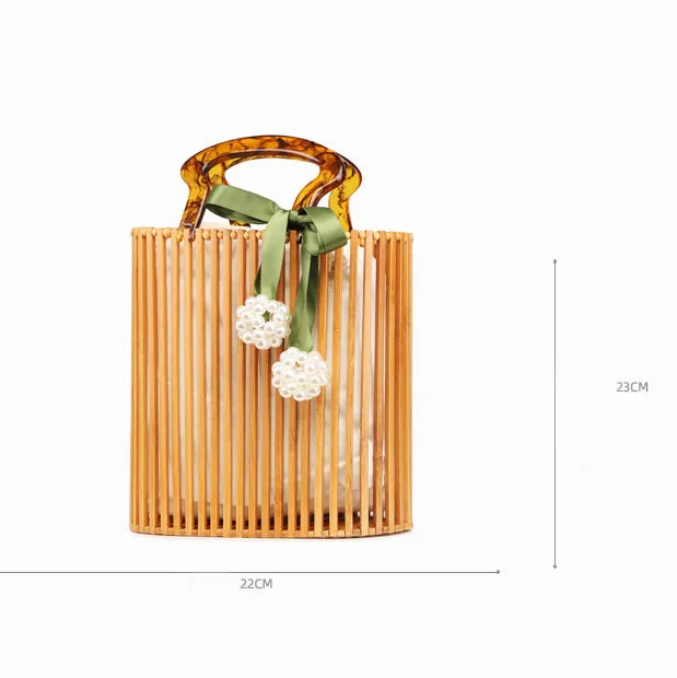 Vintage Woven Bamboo Handbag