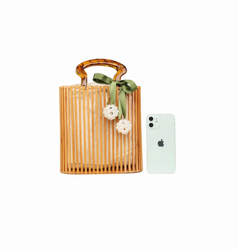 Vintage Woven Bamboo Handbag