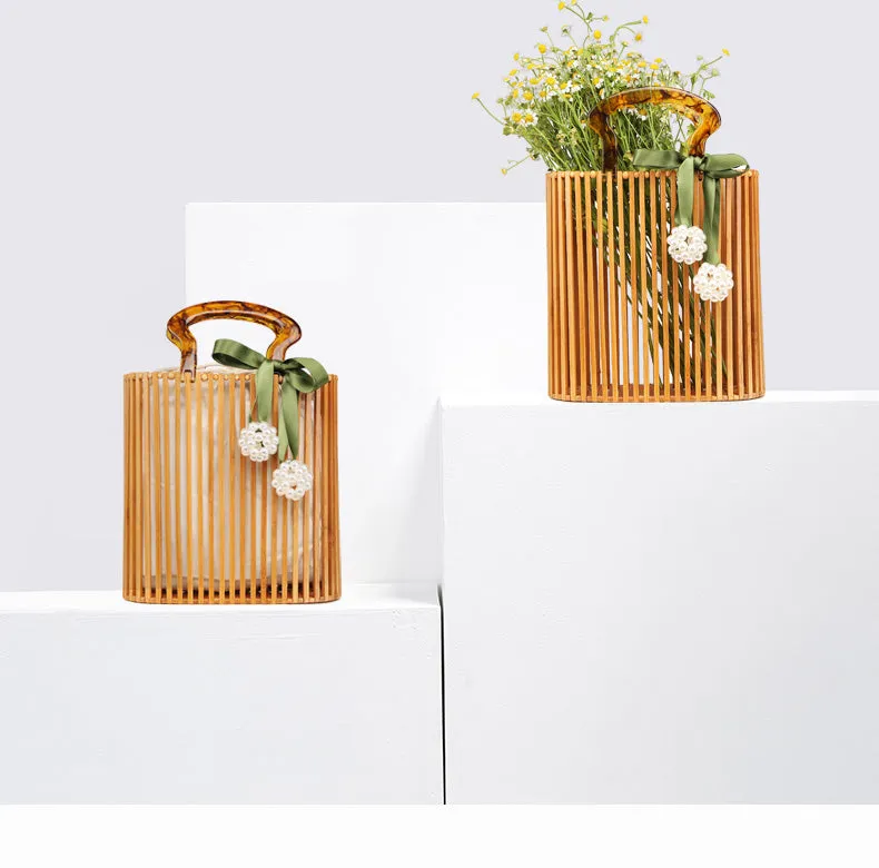 Vintage Woven Bamboo Handbag