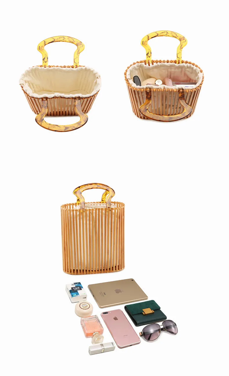 Vintage Woven Bamboo Handbag