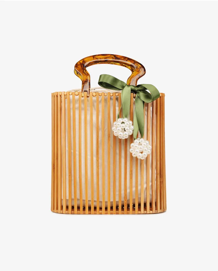 Vintage Woven Bamboo Handbag
