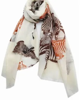 Zura Sheer Wool Zebra Scarf 100% Wool